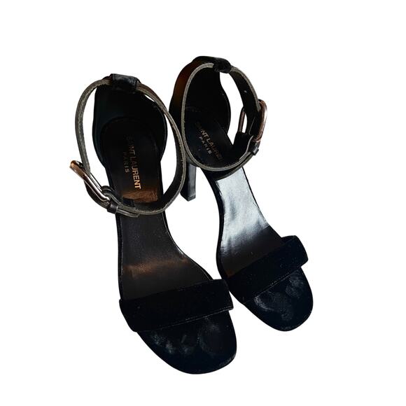 Saint Laurent Women's Black Velvet Sandals - Picture 1 of 5